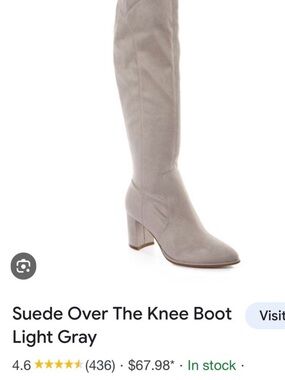 Marc Fisher Light Gray Suede Over-the-Knee Block Heel Boot